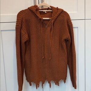 Burnt orange zip up ladies sweater size L